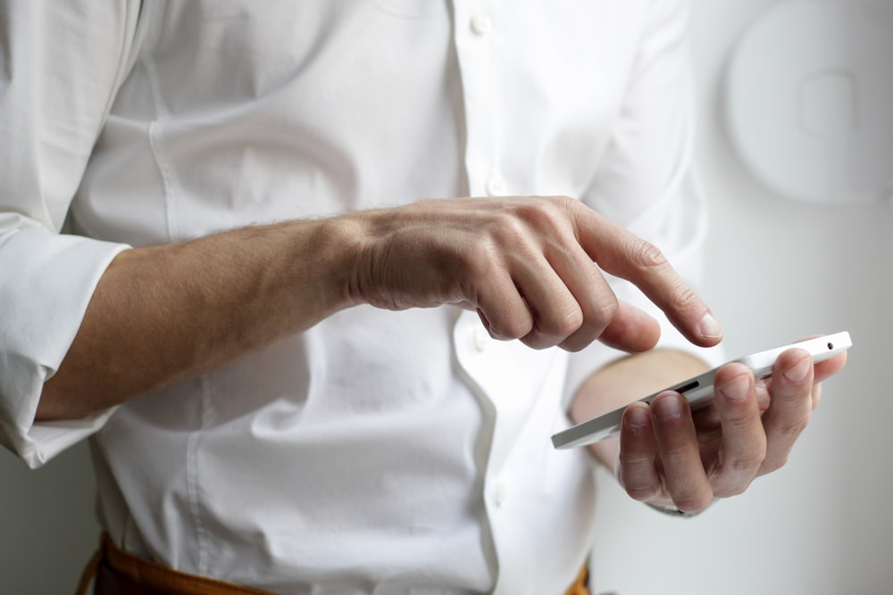 A smartphone user checking out an app