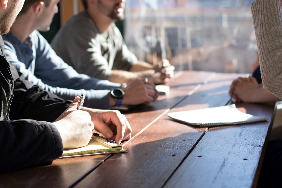 A focus group having a conversation.