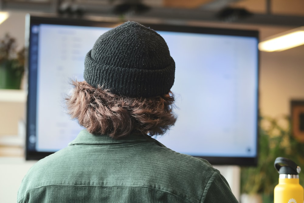 a person using a computer. 